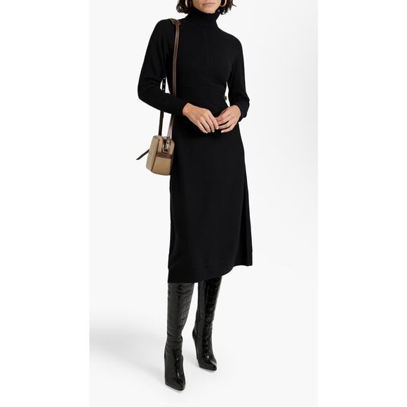 DEREK LAM 10 CROSBY Embellished Wool Turtleneck Midi Dress In Black‎ M NEW $550 - Picture 1 of 7
